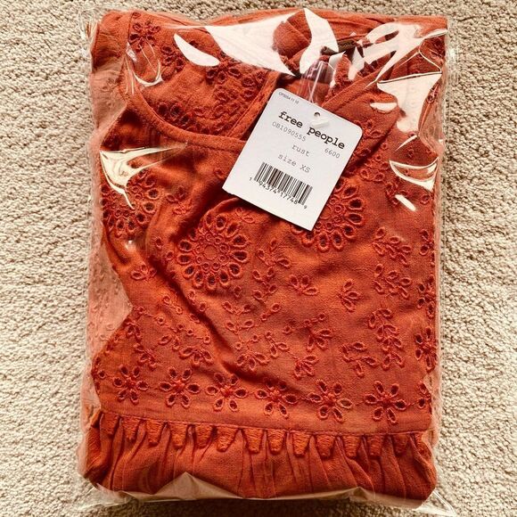 NWT Free People Valencia Top and Pant Cotton Blend Two-Piece Set in Orange - Picture 8 of 8